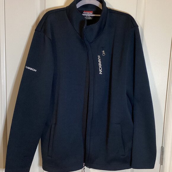 KARBON Men's Sweater Warm Jacket Size XL Full Front Zip Ski Skiing Navy Blue - Picture 1 of 7